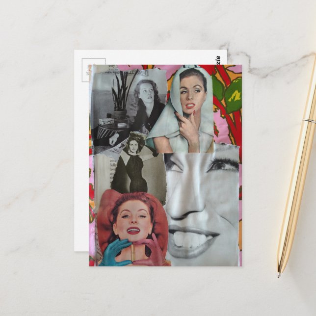 The Retro Women Collage Postcard (Front/Back In Situ)