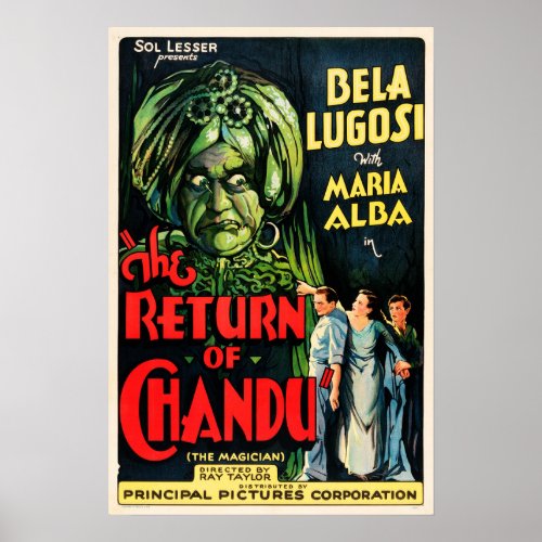The Return of Chandu 1934 Horror Thriller Old Film Poster