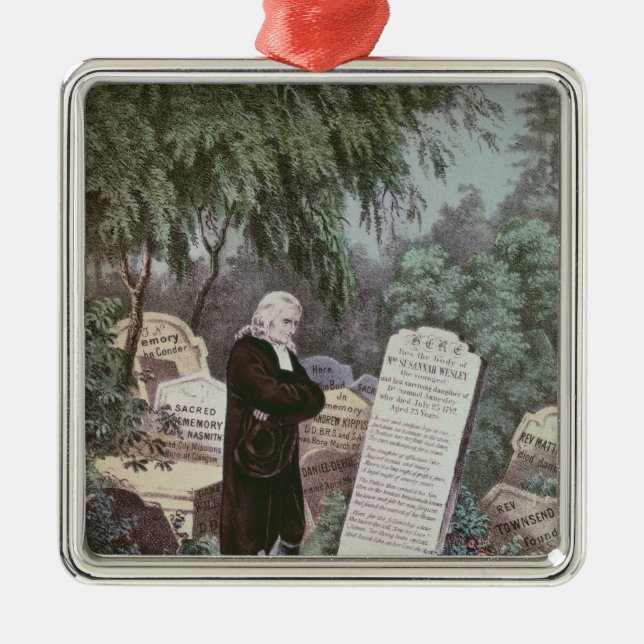 The Rev. John Wesley visiting his mother's grave Metal Ornament (Front)
