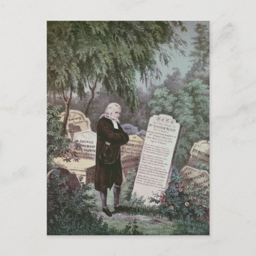 The Rev John Wesley visiting his mothers grave Postcard