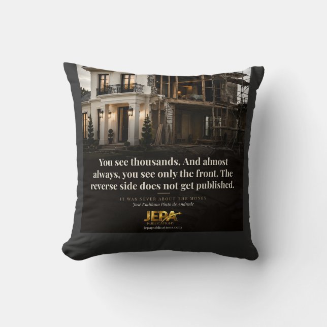 The Reverse Side Book Quote Throw Pillow (Front)