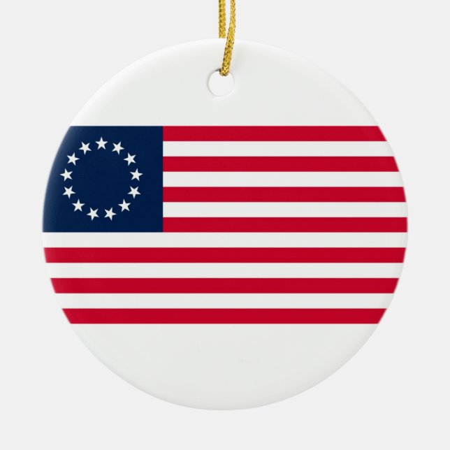 The Revolutionary War Betsy Ross Flag Ceramic Ornament (Front)