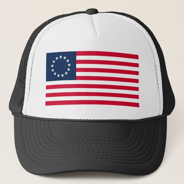 The Revolutionary War Betsy Ross Flag Trucker Hat (Front)