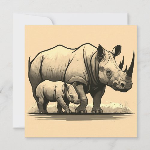 The Rhino and Its Calf 