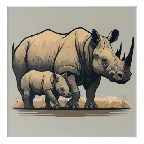 The Rhino and Its Calf  Acrylic Print