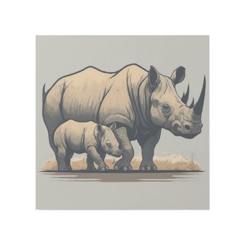 The Rhino and Its Calf  Gallery Wrap