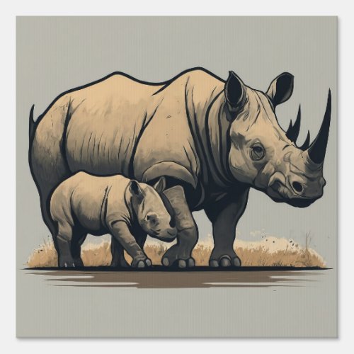 The Rhino and Its Calf  Sign