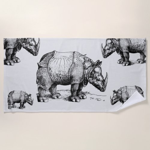 The Rhinoceros    Beach Towel