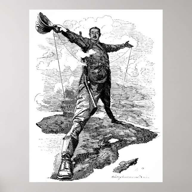 The Rhodes Colossus Caricature by Edward Sambourne Poster (Front)