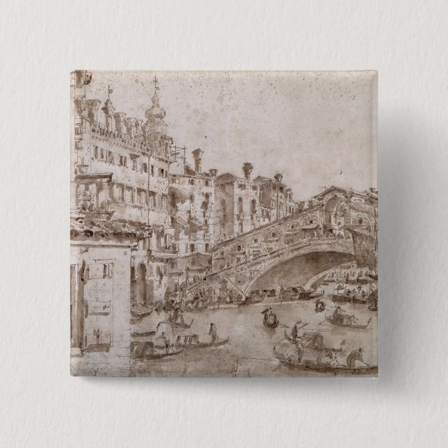 The Rialto Bridge, Venice Button (Front)