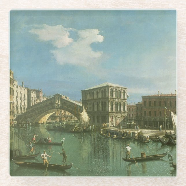 The Rialto Bridge, Venice Glass Coaster (Front)