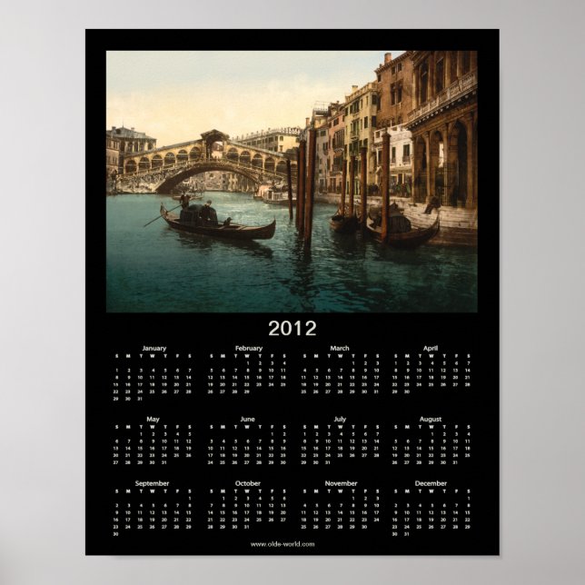 The Rialto Bridge, Venice, Italy, 2012 calendar Poster (Front)