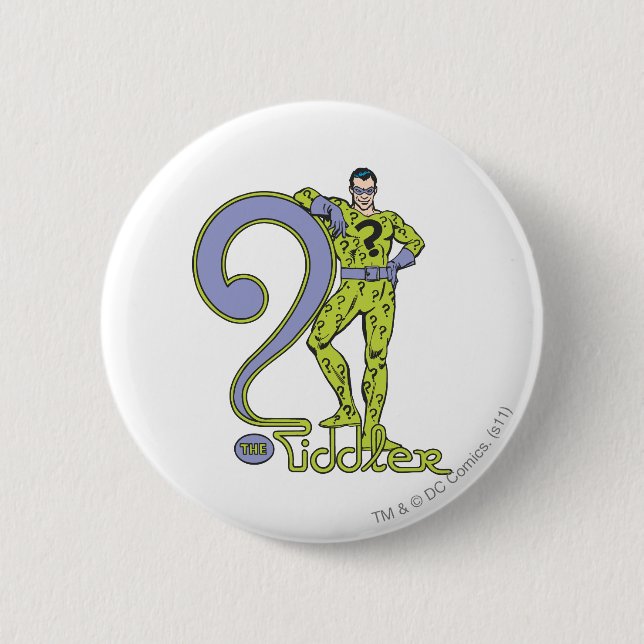 The Riddler & Logo Green Pinback Button (Front)