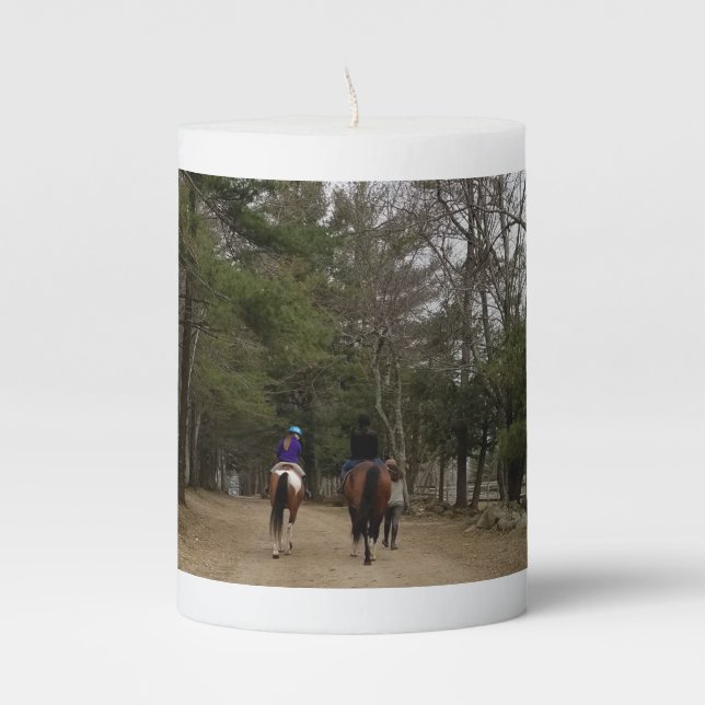 The Ride - Horses Pillar Candle (Front)