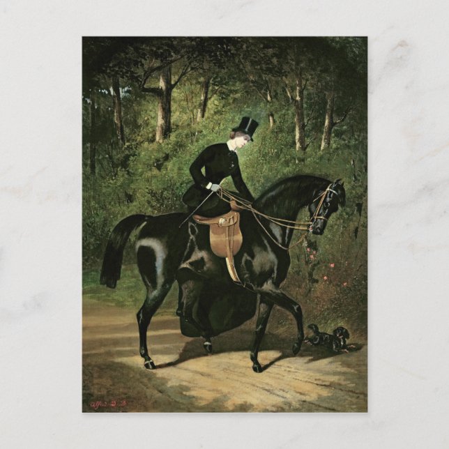 The Rider Kipler on her Black Mare Postcard (Front)