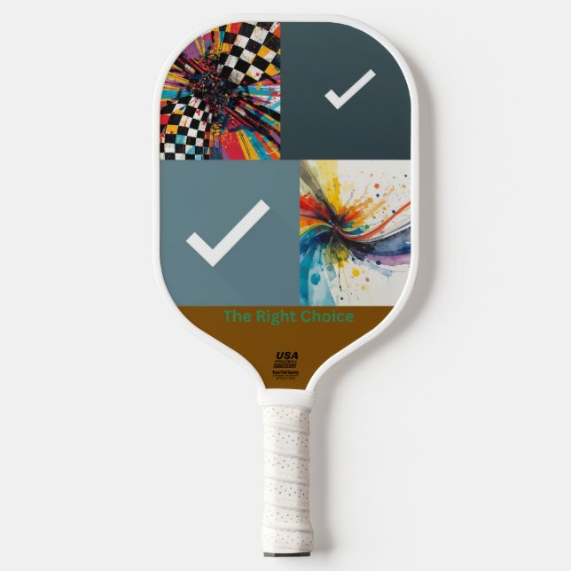 The Right Choice – Abstract Art Checkmark  Carbon Fiber Pickleball Paddle (Front)