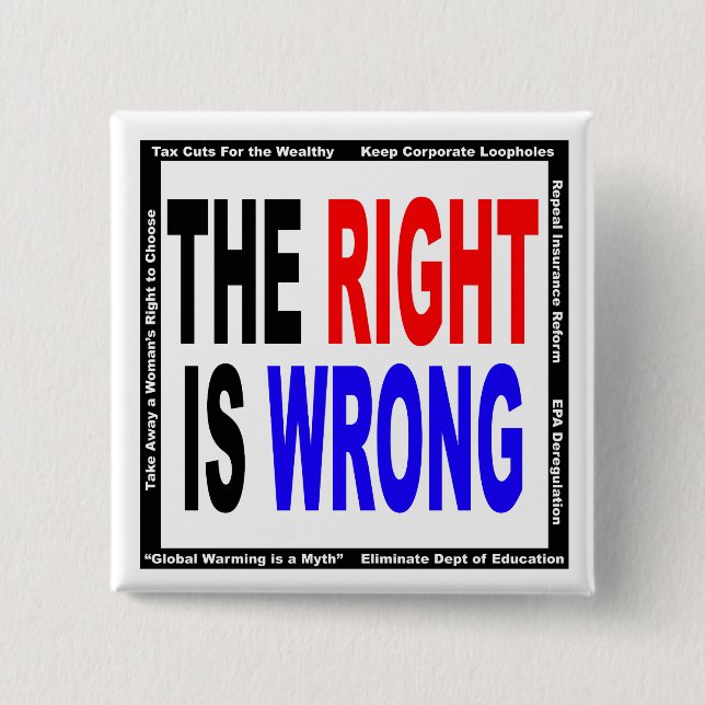 The Right Is Wrong Pinback Button (Front)