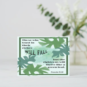 The Righteous and the Green Leaf Proverbs 11:28 Postcard