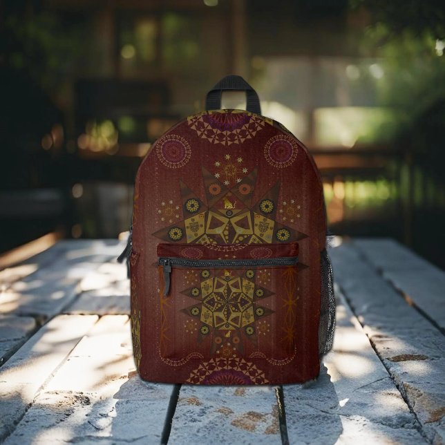 The righteousness protector of Geo tantrum mandala Printed Backpack (Creator Uploaded)