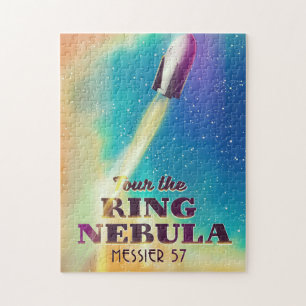 The Ring Nebula (Messier 57) Space travel poster. Jigsaw Puzzle