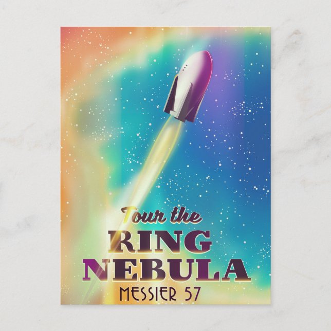 The Ring Nebula (Messier 57) Space travel poster. Postcard (Front)