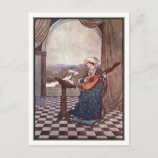 The Ringing Lute by Edmund Dulac Postcard (Front)