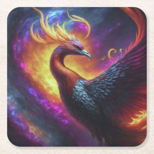 The Rise of the Phoenix Square Paper Coaster