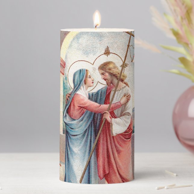 The Risen Christ Greets His Mother 3"x6" Pillar Candle (In Situ)