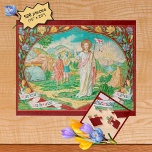 The Risen Christ, Lion of Judah (VVP 08) Jigsaw Puzzle<br><div class="desc">Celebrate Easter with our gorgeous puzzle in vibrant spring colors and a traditional religious style! The composition consists of three overlapping scenes. Reading from left to right, we see: 1) The sealed tomb with its unbroken tie: The tomb is being approached by two Roman soldiers tasked to guard it. In...</div>