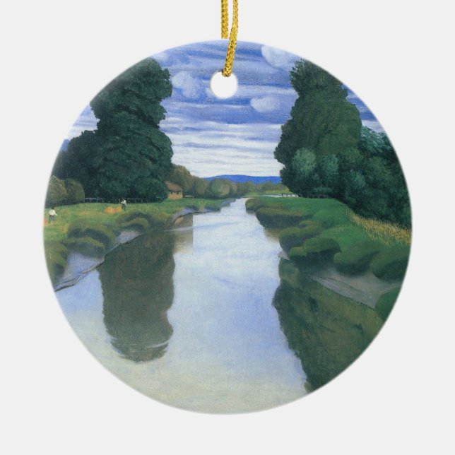 The River at Berville by Felix Vallotton, Fine Art Ceramic Ornament (Front)