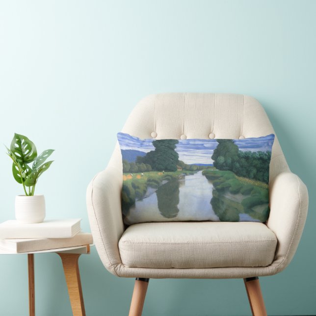 The River at Berville by Felix Vallotton, Fine Art Lumbar Pillow (Chair)