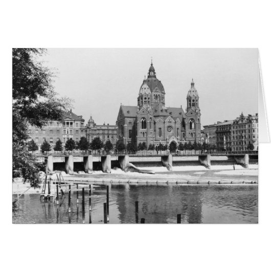 The river Isar at Munich, c.1910 Cards (Front Horizontal)