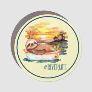 The River Life Cute Sloth Car Magnet