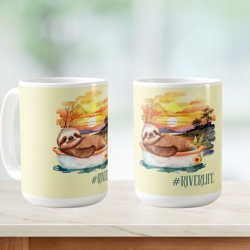 The River Life Sloth  Summer Fun Coffee Mug
