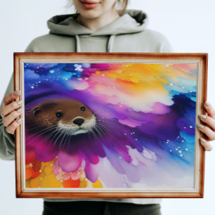 The River Otter   Colorful Digital Painting Poster