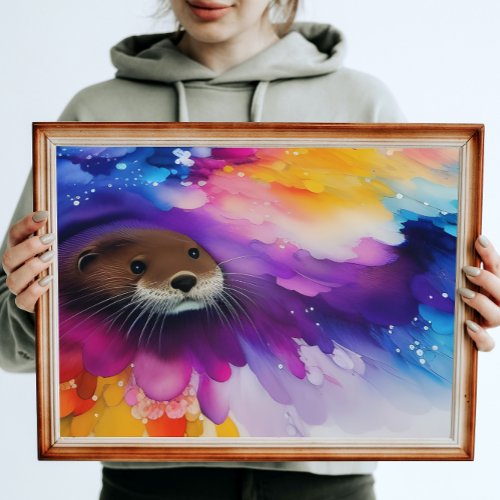 The River Otter  Colorful Digital Painting Poster