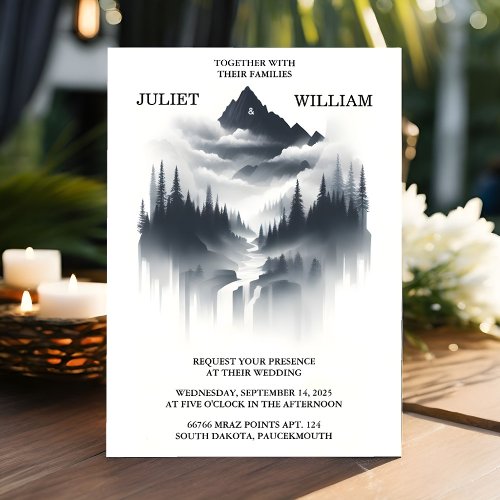 The River Rain Cloud Nature Smoky Mountain Wedding Invitation