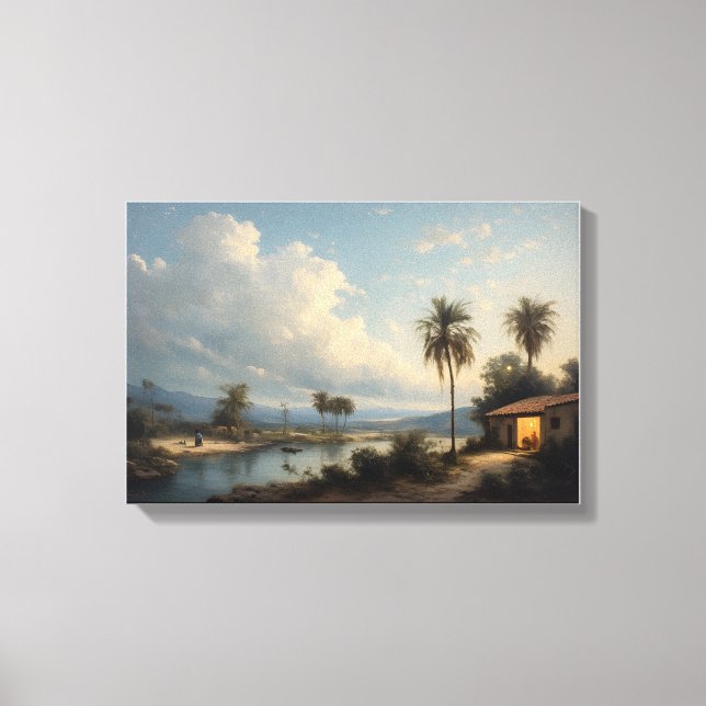 The Riverside Haven at Twilight Canvas Print (Front)