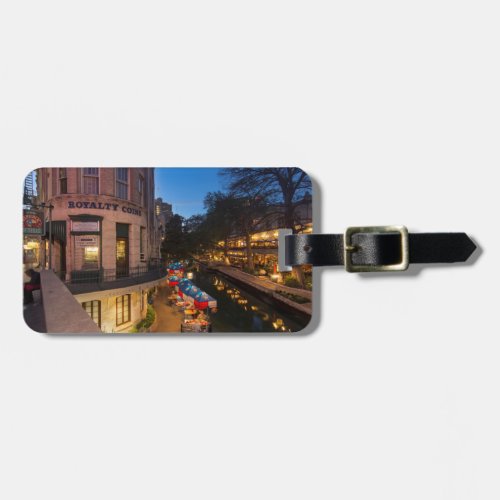 The Riverwalk At Dusk In Downtown San Antonio 2 Luggage Tag