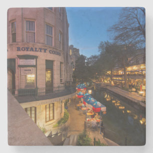 The Riverwalk At Dusk In Downtown San Antonio 2 Stone Coaster