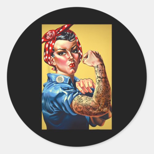 The Riveter Tattoo Sleeves Feminist Tattoo Shop Ow Classic Round Sticker