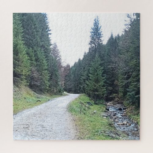 The Road Between Pines - Wild Nature Romania Jigsaw Puzzle