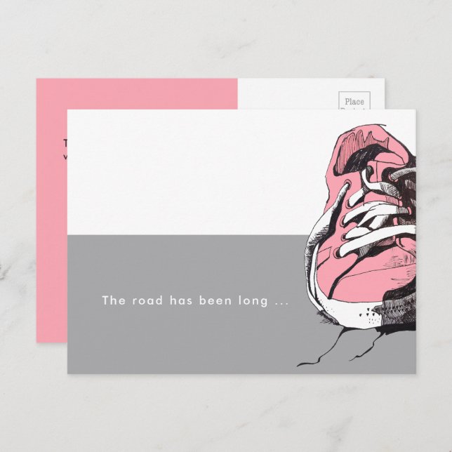The Road Has Been Long Pink Sneaker Thank You Postcard (Front/Back)