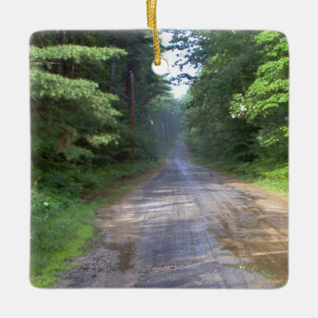 The Road Home - Country Road in Maine Ceramic Ornament (Front)