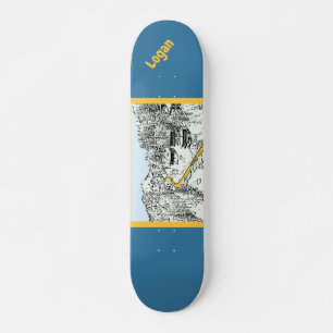 The road in the mountains black and white design skateboard