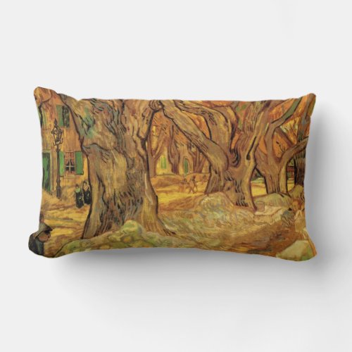 The Road Menders by Vincent van Gogh Lumbar Pillow