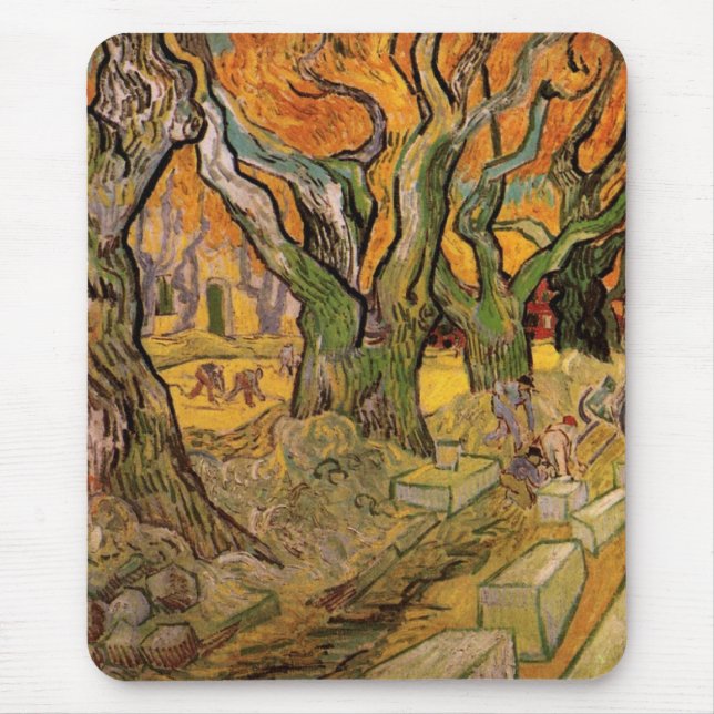 The Road Menders by Vincent van Gogh Mouse Pad (Front)