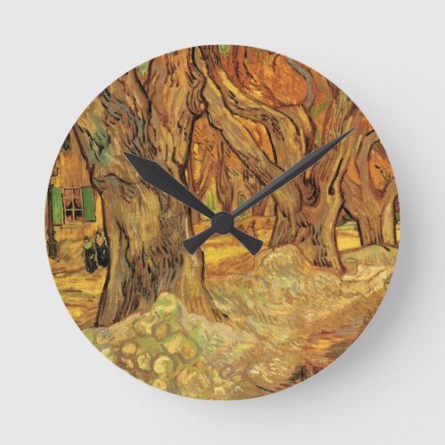 The Road Menders by Vincent van Gogh Round Clock