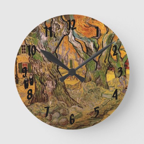 The Road Menders by Vincent van Gogh Round Clock