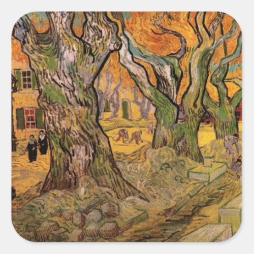 The Road Menders by Vincent van Gogh Square Sticker
